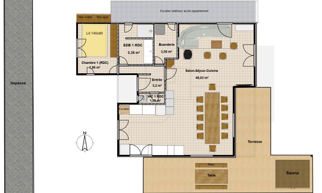 Plan chalet RDC